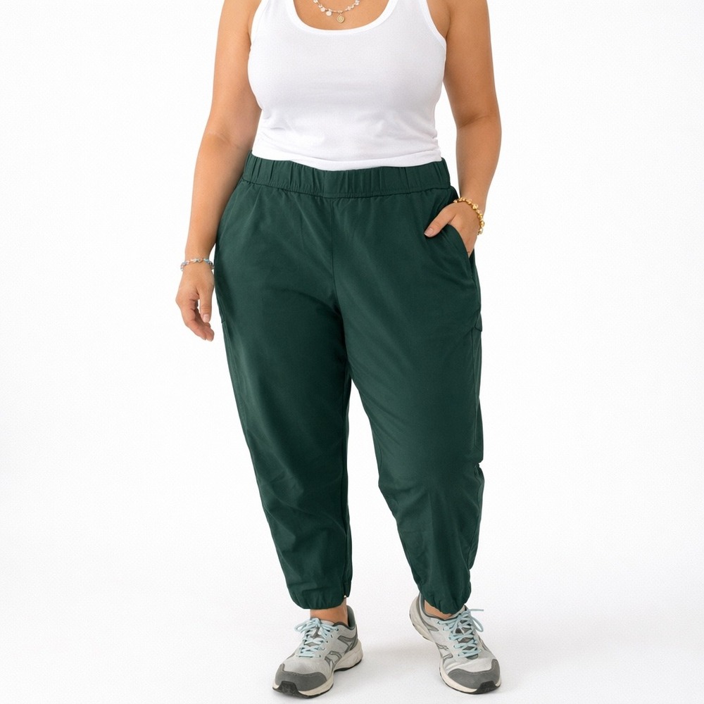 Everyday Elastic-Waist Jogger Pants in Deep Green
